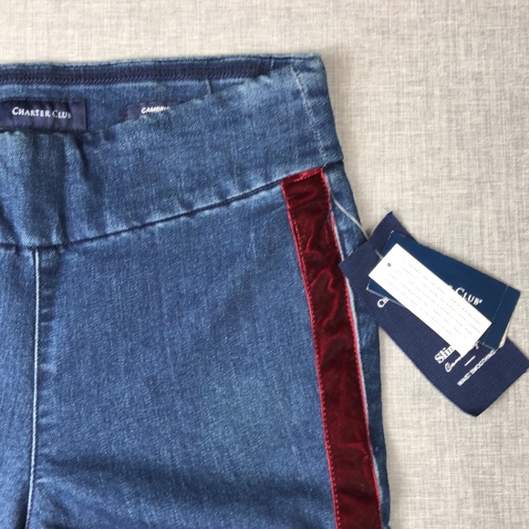 2P 4P Charter Club Velvet Trim Slim Leg Jeans Petite - Picture 3 of 7